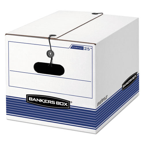 Image of Bankers Box® 0002501 Stor/file Medium-Duty Strength Storage Boxes, Letter/legal Files, 12.25" X 16" X 11", White/blue, 4/carton