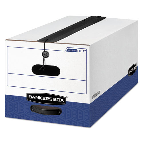 Image of Bankers Box® 11111 Liberty Plus Heavy-Duty Strength Storage Boxes, Letter Files, 12.25" X 24.13" X 10.75", White/blue, 12/carton