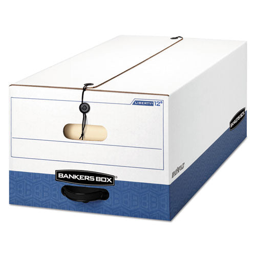Image of Bankers Box® 00012 Liberty Heavy-Duty Strength Storage Boxes, Legal Files, 15.25" X 24.13" X 10.75", White/blue, 12/carton