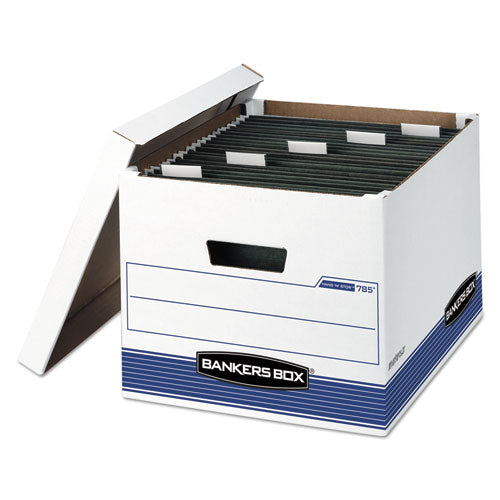 Image of Bankers Box® 00785 Hang'n'stor Medium-Duty Storage Boxes, Letter/legal Files, 13" X 16" X 10.5", White/blue, 4/carton