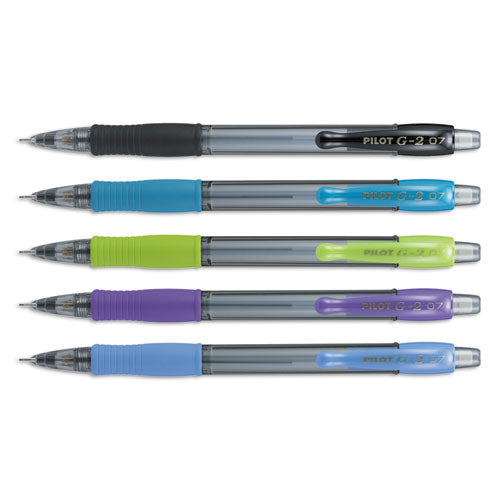 Image of Pilot® 31776 G2 Mechanical Pencil, 0.7 mm, HB (#2), Black Lead, Assorted Barrel Colors, 5/Pack