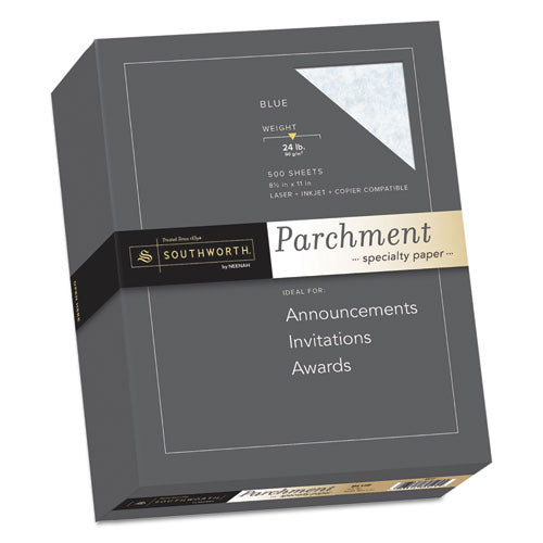 Image of Southworth® 964C Parchment Specialty Paper, 24 lb Bond Weight, 8.5 x 11, Blue, 500/Ream