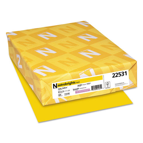Image of Astrobrights® 22531 Color Paper, 24 lb Bond Weight, 8.5 x 11, Solar Yellow, 500/Ream