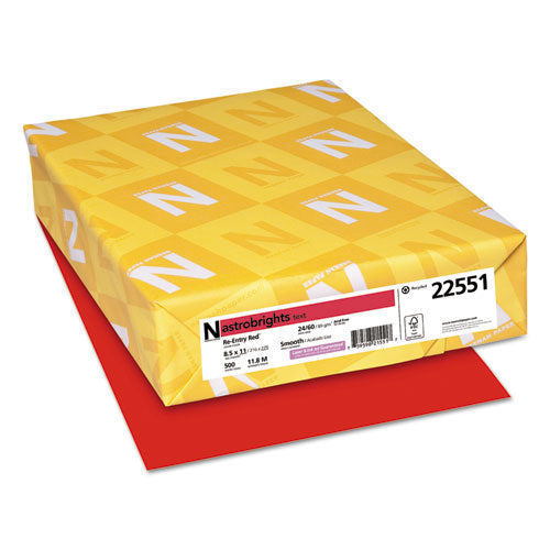 Image of Astrobrights® 22551 Color Paper, 24 lb Bond Weight, 8.5 x 11, Re-Entry Red, 500 Sheets/Ream