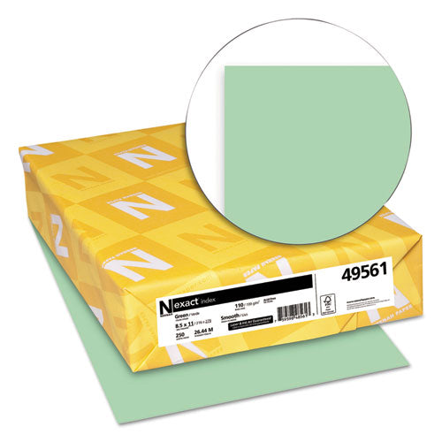 Image of Neenah Paper 49561 Exact Index Card Stock, 110 lb Index Weight, 8.5 x 11, Green, 250/Pack