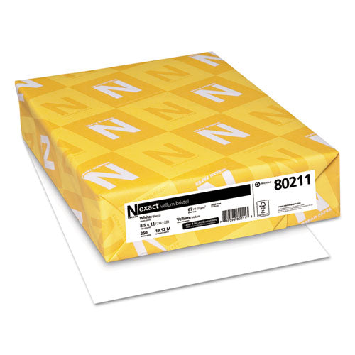 Image of Neenah Paper 80211 Exact Vellum Bristol Cover Stock, 94 Bright, 67-lb Bristol Weight, 8.5 x 11, White, 250/Pack