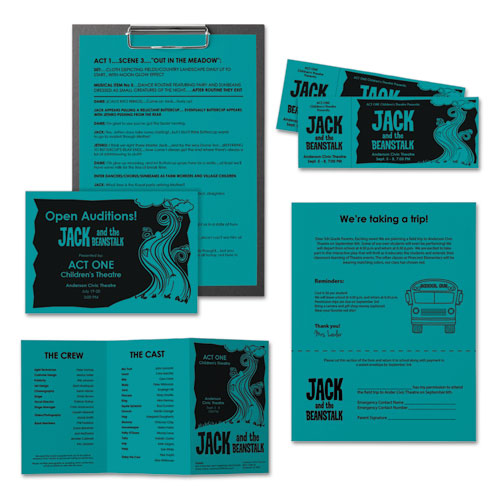 Image of Astrobrights® 21849 Color Paper, 24 lb Bond Weight, 8.5 x 11, Terrestrial Teal, 500 Sheets/Ream
