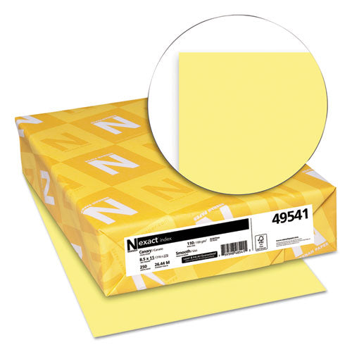 Image of Neenah Paper 49541 Exact Index Card Stock, 110 lb Index Weight, 8.5 x 11, Canary, 250/Pack