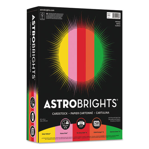 Image of Astrobrights® 21003-01 Color Cardstock -"Vintage" Assortment, 65 lb Cover Weight, 8.5 x 11, Assorted, 250/Pack