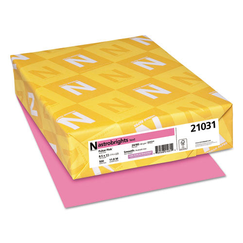 Image of Astrobrights® 21031 Color Paper, 24 lb Bond Weight, 8.5 x 11, Pulsar Pink, 500/Ream