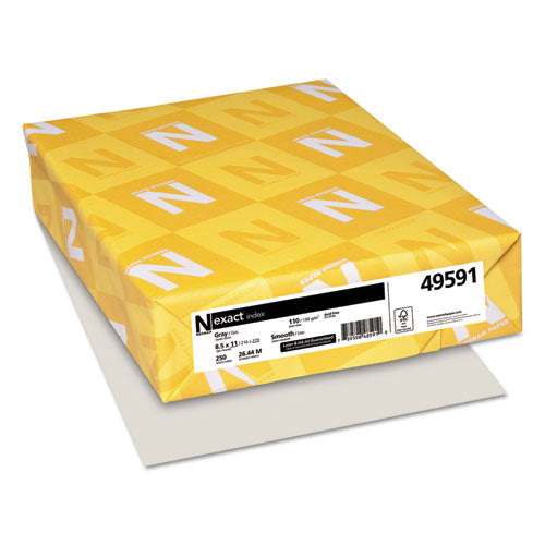 Image of Neenah Paper WAU49591 Exact Index Card Stock, 110 lb Index Weight, 8.5 x 11, Gray, 250/Pack
