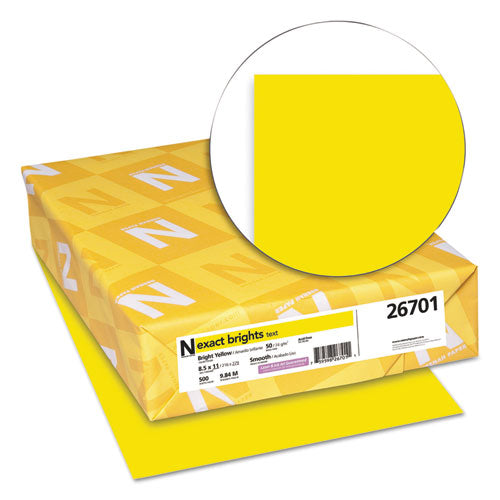 Image of Neenah Paper 26701 Exact Brights Paper, 20 lb Bond Weight, 8.5 x 11, Bright Yellow, 500/Ream