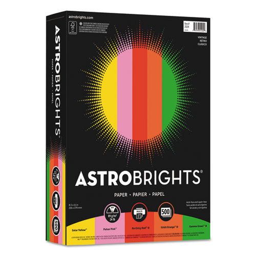 Image of Astrobrights® 21224-01 Color Paper -"Vintage" Assortment, 24 lb Bond Weight, 8.5 x 11, Assorted Vintage Colors, 500/Ream
