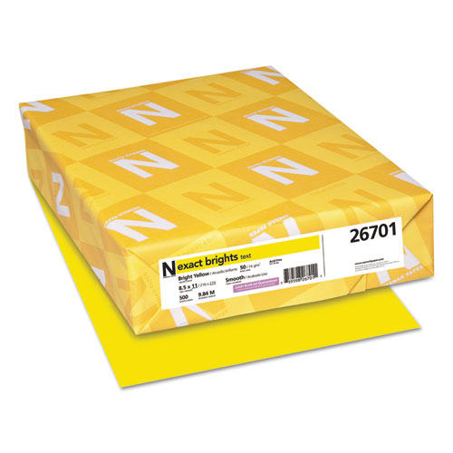 Image of Neenah Paper 26701 Exact Brights Paper, 20 lb Bond Weight, 8.5 x 11, Bright Yellow, 500/Ream