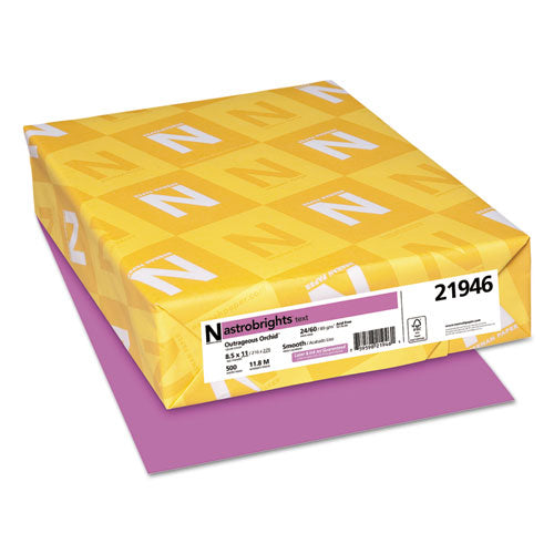 Image of Astrobrights® 21946 Color Paper, 24 lb Bond Weight, 8.5 x 11, Outrageous Orchid, 500/Ream