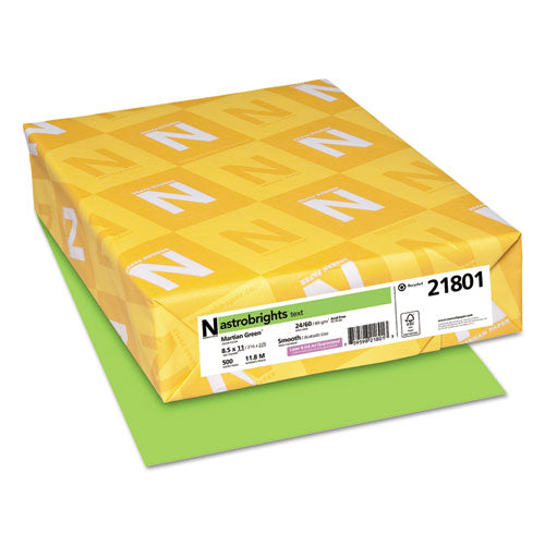 Image of Astrobrights® 21801 Color Paper, 24 lb Bond Weight, 8.5 x 11, Martian Green, 500/Ream