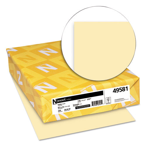 Image of Neenah Paper 49581 Exact Index Card Stock, 110 lb Index Weight, 8.5 x 11, Ivory, 250/Pack