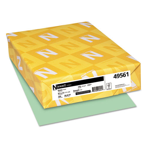 Image of Neenah Paper 49561 Exact Index Card Stock, 110 lb Index Weight, 8.5 x 11, Green, 250/Pack