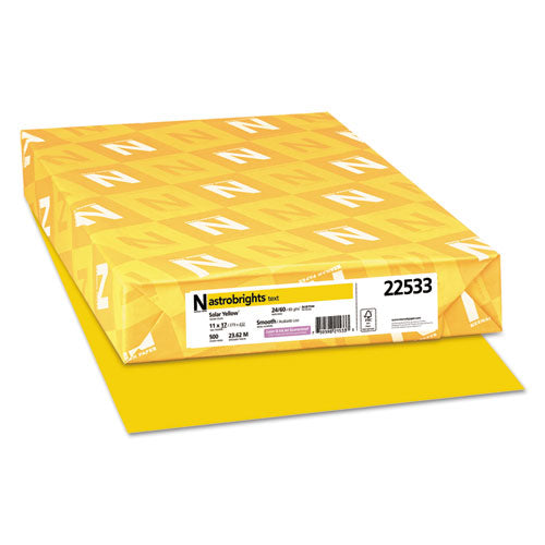 Image of Astrobrights® 22533 Color Paper, 24 lb Bond Weight, 11 x 17, Solar Yellow, 500/Ream