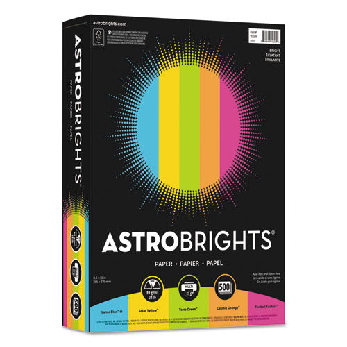 Image of Astrobrights® 99608-01 Color Paper -"Bright" Assortment, 24 lb Bond Weight, 8.5 x 11, Assorted Bright Colors, 500/Ream