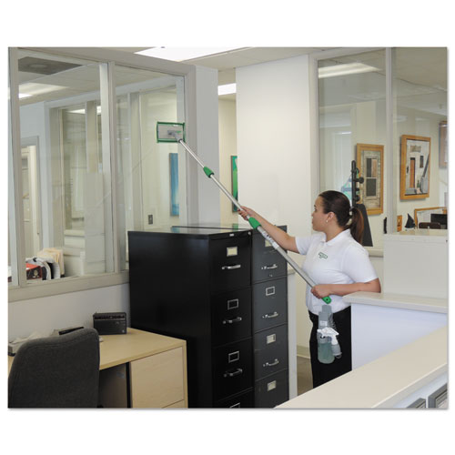 Image of Unger® CK053 SpeedClean Window Cleaning Kit, 6 ft to 6.6 ft, Extension Pole With 8" Pad Holder, Silver/Green
