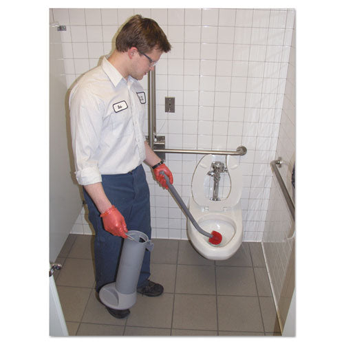 Image of Unger® BBWHR Ergo Toilet Bowl Brush Complete: Wand, Brush Holder And Two Heads, Gray