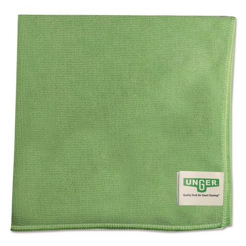 Image of Unger® MF400 SmartColor MicroWipes, Microfiber, 16 x 15, Green, 10/Pack