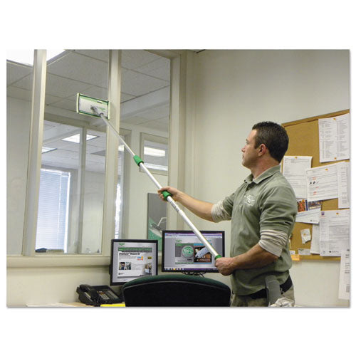 Image of Unger® CK053 SpeedClean Window Cleaning Kit, 6 ft to 6.6 ft, Extension Pole With 8" Pad Holder, Silver/Green