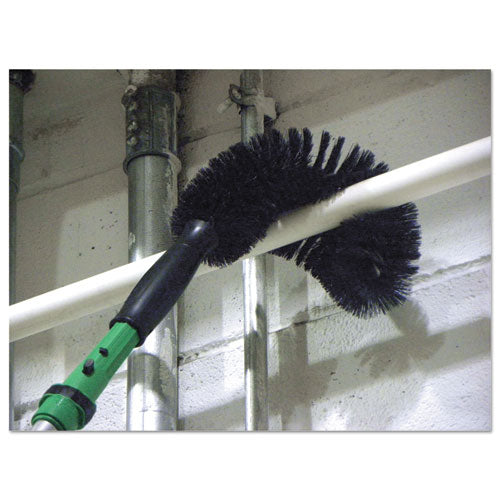 Image of Unger® PIPE0 StarDuster Pipe Brush, Green Polypropylene Bristles, 7.5" Brush, 6" Black Plastic Handle
