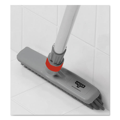 Image of Unger® CB20G SmartColor Swivel Corner Brush, Black Polypropylene Bristles, 8.83" Brush, Gray Plastic Handle