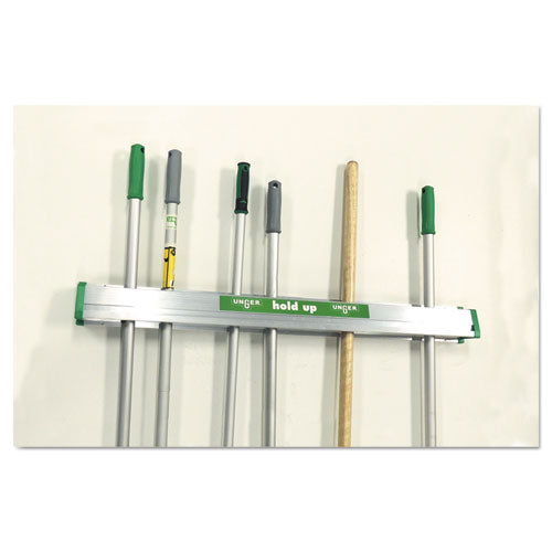 Image of Unger® HU900 Hold Up Aluminum Tool Rack, 36w X 3.5d X 3.5h, Aluminum/green