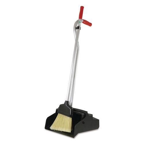 Image of Unger® EDPBR Ergo Dustpan With Broom, 12 x 33, Metal/Vinyl, Red/Silver