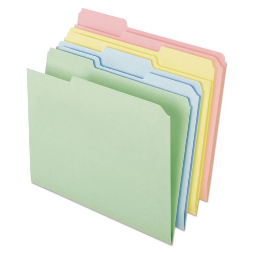 Image of Pendaflex® C21 1/3 PASR Pastel Colored File Folders, 1/3-Cut Tabs: Assorted, Letter Size, Assorted Colors, 100/Box