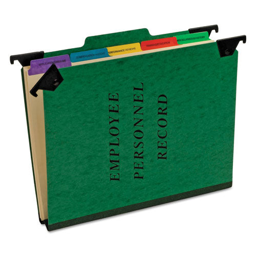 Image of Pendaflex® SER-2-GR Hanging-Style Personnel Folders, 5 Dividers with 1/5-Cut Tabs, Letter Size, 1/3-Cut Exterior Tabs, Green