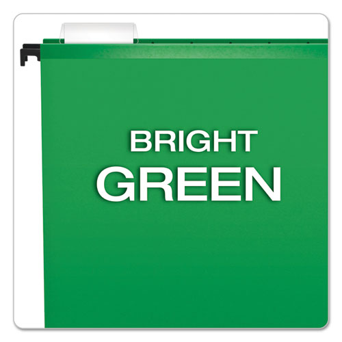 Image of Pendaflex® 6152 1/5 BGR SureHook Hanging Folders, Letter Size, 1/5-Cut Tabs, Bright Green, 20/Box