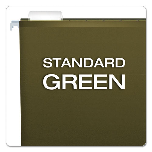 Image of Pendaflex® 04152X1 Extra Capacity Reinforced Hanging File Folders with Box Bottom, 1" Capacity, Letter Size, 1/5-Cut Tabs, Green, 25/Box