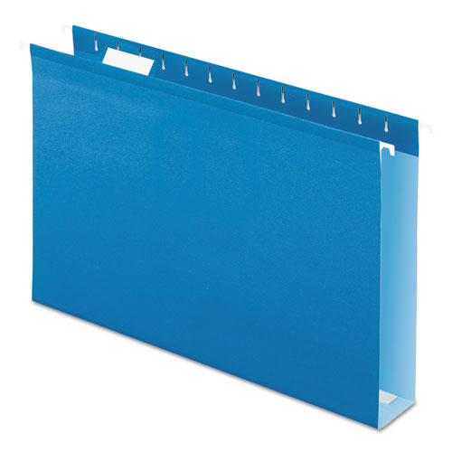 Image of Pendaflex® 04153X2 BLU Extra Capacity Reinforced Hanging File Folders with Box Bottom, 2" Capacity, Legal Size, 1/5-Cut Tabs, Blue, 25/Box
