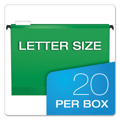 Image of Pendaflex® 6152 1/5 BGR SureHook Hanging Folders, Letter Size, 1/5-Cut Tabs, Bright Green, 20/Box