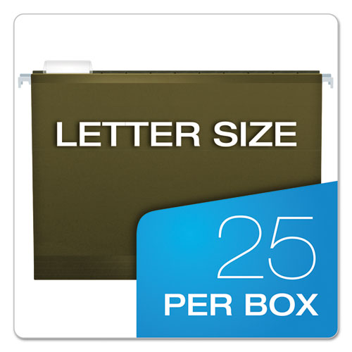Image of Pendaflex® 04152X1 Extra Capacity Reinforced Hanging File Folders with Box Bottom, 1" Capacity, Letter Size, 1/5-Cut Tabs, Green, 25/Box