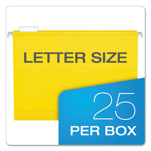 Image of Pendaflex® 04152X2 YEL Extra Capacity Reinforced Hanging File Folders with Box Bottom, 2" Capacity, Letter Size, 1/5-Cut Tabs, Yellow, 25/Box