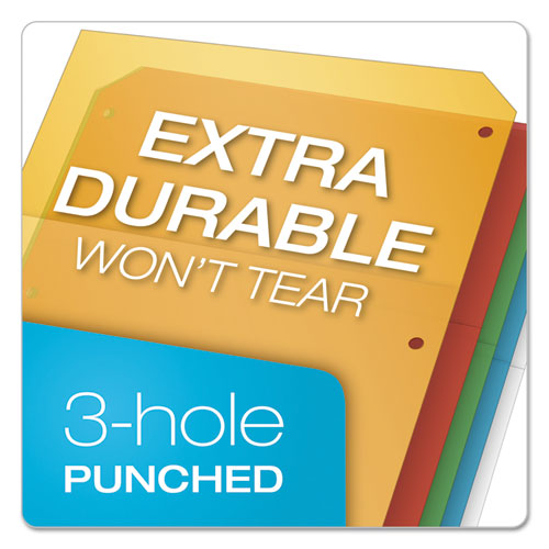 Image of Cardinal® 84007 Poly Ring Binder Pockets, 8.5 x 11, Assorted Colors, 5/Pack
