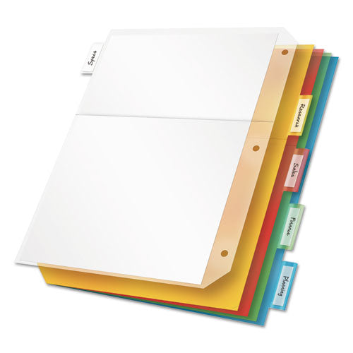 Image of Cardinal® 84009 Poly Ring Binder Pockets, 8.5 x 11, Letter, Assorted Colors, 5/Pack