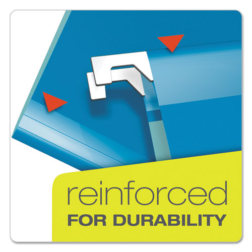 Image of Pendaflex® 04153X2 BLU Extra Capacity Reinforced Hanging File Folders with Box Bottom, 2" Capacity, Legal Size, 1/5-Cut Tabs, Blue, 25/Box