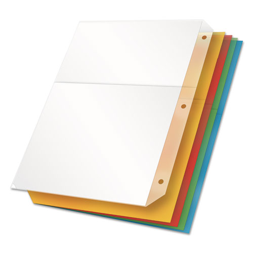 Image of Cardinal® 84007 Poly Ring Binder Pockets, 8.5 x 11, Assorted Colors, 5/Pack