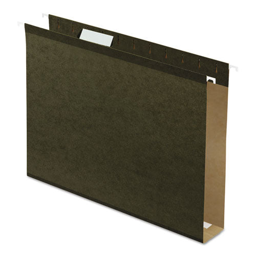 Image of Pendaflex® 04152X2 Extra-Capacity Reinforced Hanging File Folders with Box Bottom, 2" Capacity, Letter Size, 1/5-Cut Tabs, Green, 25/Box