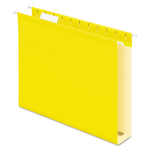 Image of Pendaflex® 04152X2 YEL Extra Capacity Reinforced Hanging File Folders with Box Bottom, 2" Capacity, Letter Size, 1/5-Cut Tabs, Yellow, 25/Box