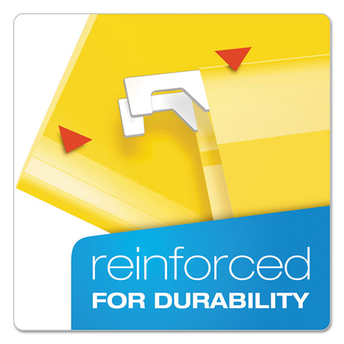 Image of Pendaflex® 04152X2 YEL Extra Capacity Reinforced Hanging File Folders with Box Bottom, 2" Capacity, Letter Size, 1/5-Cut Tabs, Yellow, 25/Box