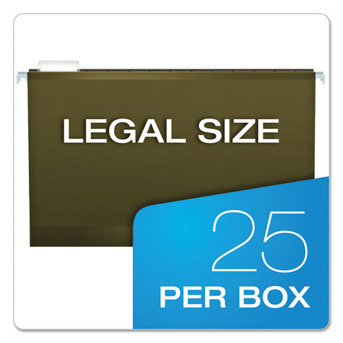 Image of Pendaflex® 04153X2 Extra-Capacity Reinforced Hanging File Folders with Box Bottom, 2" Capacity, Legal Size, 1/5-Cut Tabs, Green, 25/Box