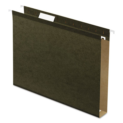 Image of Pendaflex® 04152X1 Extra Capacity Reinforced Hanging File Folders with Box Bottom, 1" Capacity, Letter Size, 1/5-Cut Tabs, Green, 25/Box