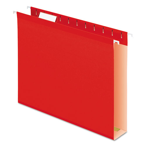 Image of Pendaflex® 04152X2 RED Extra Capacity Reinforced Hanging File Folders with Box Bottom, 2" Capacity, Letter Size, 1/5-Cut Tabs, Red, 25/Box